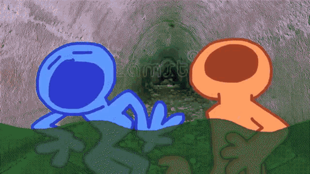 a drawing of a blue and orange cartoon character with a watermark that says ' lamist ' on the bottom