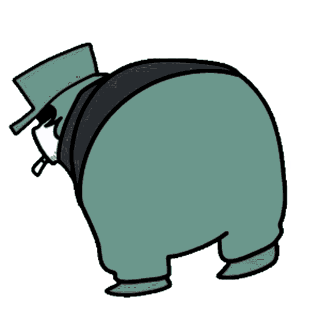 a cartoon character with a very large butt and a hat on .