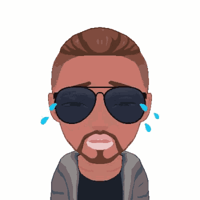 a cartoon man wearing sunglasses is crying with tears coming out of his eyes