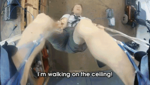 From The Man Who Brought You Diy Wolverine Claws, Colin Furze'S Diy Magneto Boots. GIF - Magnet Shoes Ceiling Walk GIFs