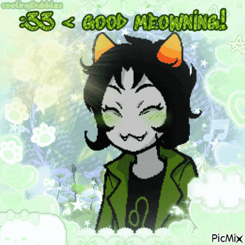 a picture of a cat says good meowing