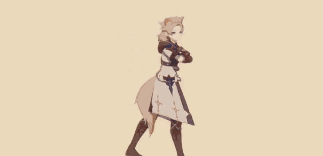 a 3d rendering of a anime character with cat ears and gloves .