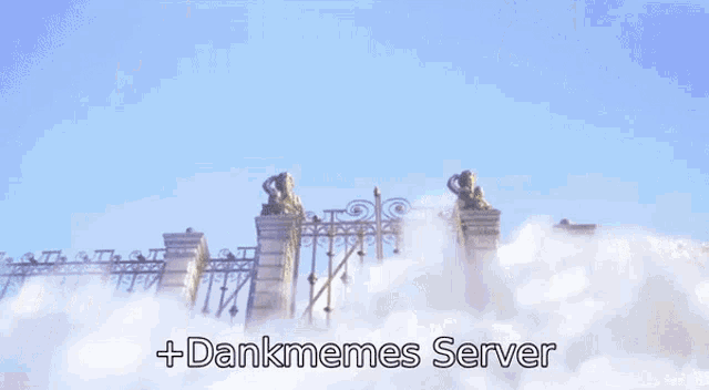 a picture of a heaven gate with the words dankmemes server below it .