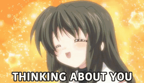a picture of a girl with the words thinking about you behind her