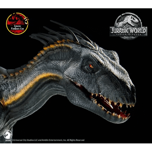 a poster for jurassic world shows a black dinosaur
