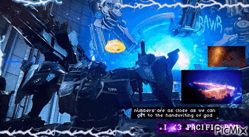 a computer screen shows a robot and says numbers are as close as we can get to the handwriting of god ..