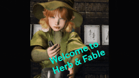 a picture of a girl with the words welcome to herb & fable at the bottom