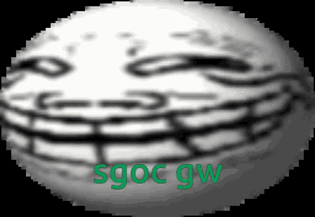 a picture of a troll face with the words sgoc gw written below it