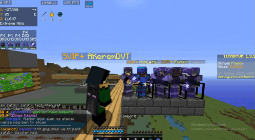 a screenshot of a minecraft game shows a group of purple warriors