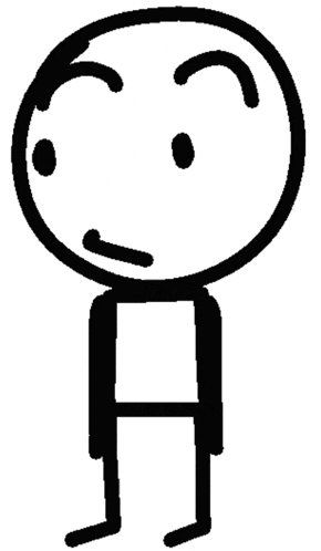 a black and white drawing of a stick figure making a funny face