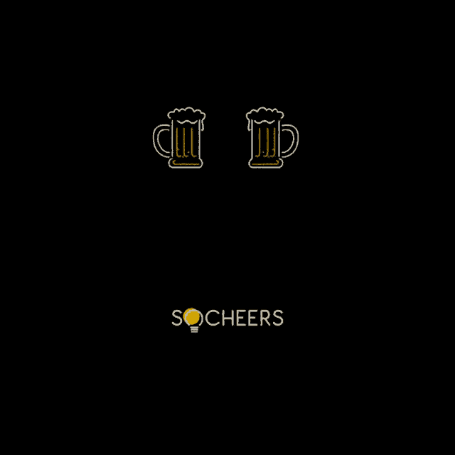 a logo for the cheer squad with two mugs of beer on a black background