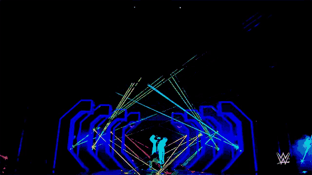 a glow in the dark stage with a w logo on the bottom right