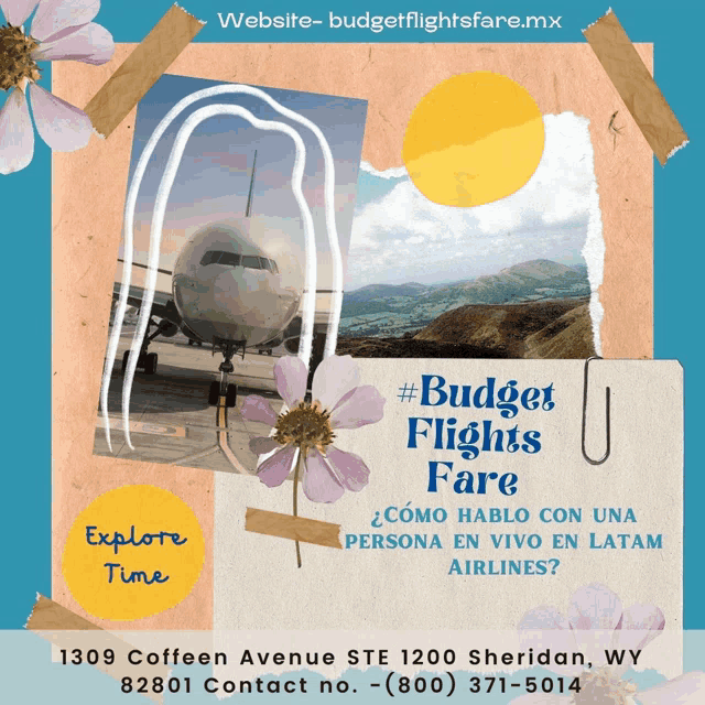 an advertisement for budget flights fare with a plane and flowers