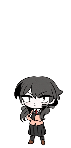 a chibi drawing of a girl in a school uniform