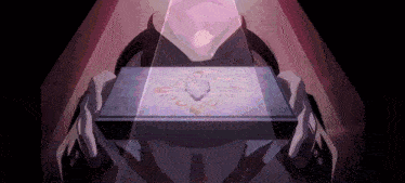 a cartoon drawing of a person holding a box with a diamond on it