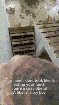 a picture of a dirty room with a caption that says your hands dont look like this eating your lunch