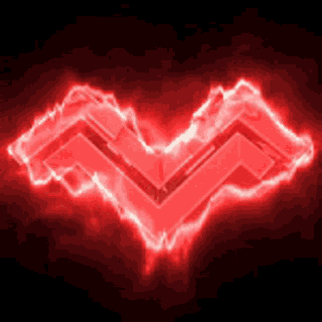 a red lightning bolt in the shape of a heart on a dark background
