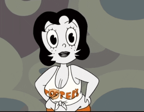 a cartoon character wearing a hooters tank top