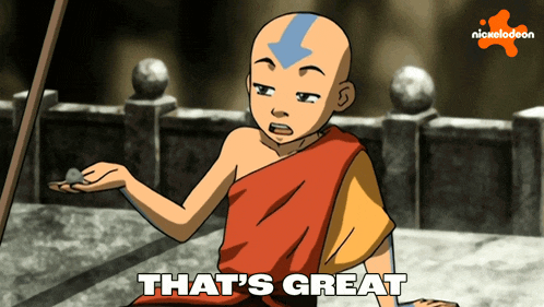 a cartoon character says that 's great while holding a rock