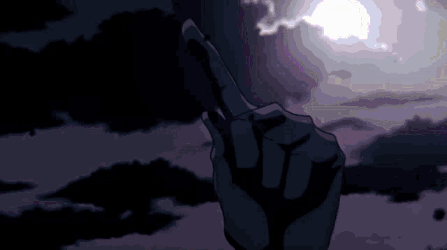 a hand is giving the middle finger with a lightning bolt behind it