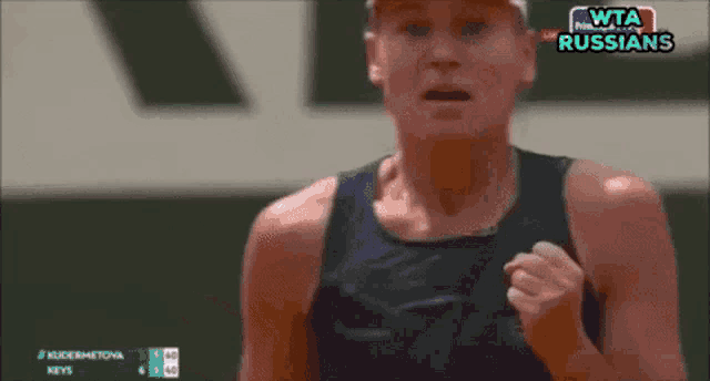 a woman with her mouth open and the words wta russians on the bottom right