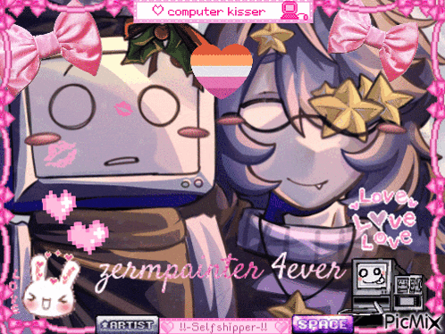 a picture of a computer kisser and a girl with the name zermpainter 4ever on it