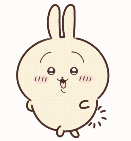 a cartoon drawing of a bunny with a big smile on his face
