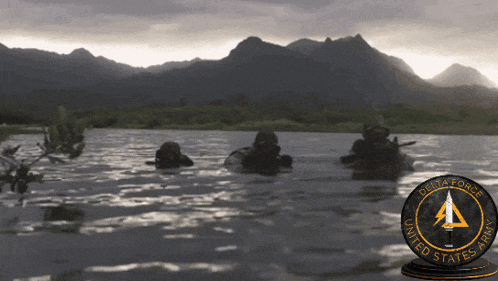 soldiers in the water with a delta force united states of america patch