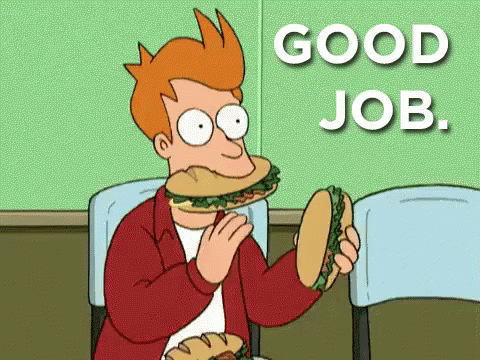 Fry'S Sandwich Clap GIF - Futurama Philip Fry Good Job GIFs