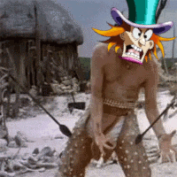a cartoon character wearing a top hat and holding a pair of arrows