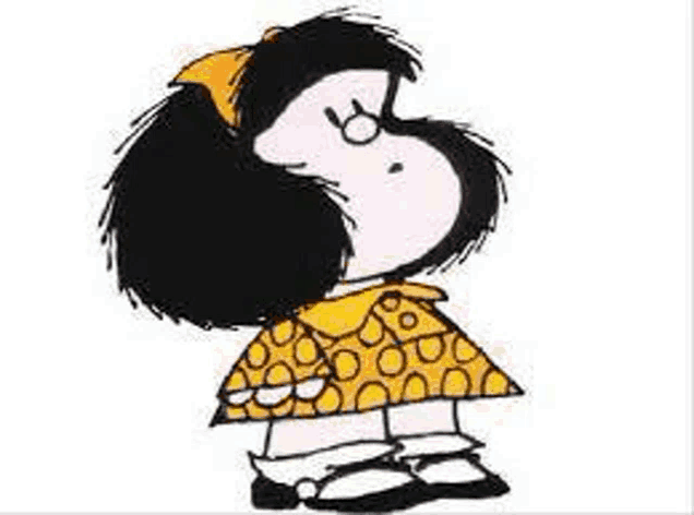 a black and white cartoon of a little girl wearing a yellow dress .