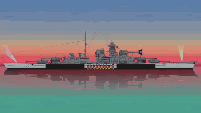 a cartoon drawing of a battleship with the word brassmarer on the side
