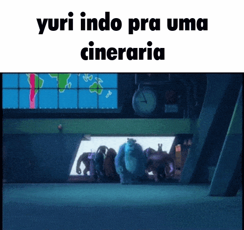 a screenshot of a cartoon with the words yuri indo pra uma cinearia