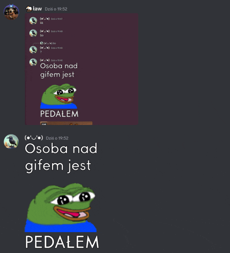 a screenshot of a chat with a frog that says pedalem on it