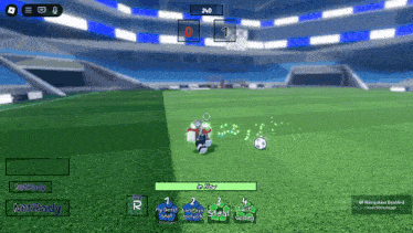 a video game is being played on a soccer field