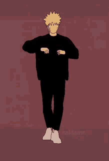 a drawing of a man with a yellow hair and a black shirt