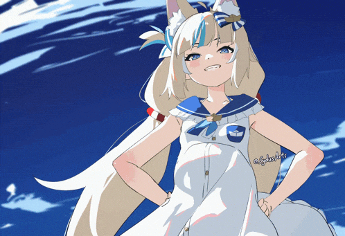 a drawing of a girl in a sailor outfit has the name sylvia on the bottom right