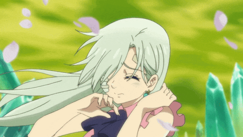a drawing of a girl with white hair and a pink top