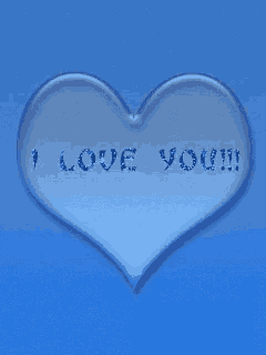 a blue heart with i love you written on it