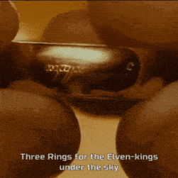 a close up of a ring that says three rings for the elven kings under the sky