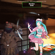 a girl in a pink skirt is dancing in front of a sign that says " survive "