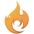 a cartoon illustration of a fire flame with a star in the middle .