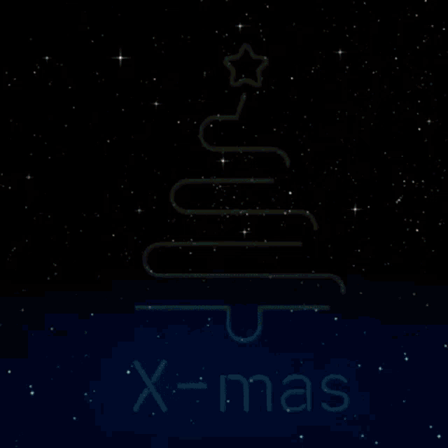 a neon christmas tree with a star on top and the words x-mas
