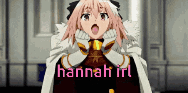 a hannah irl anime character with a surprised expression