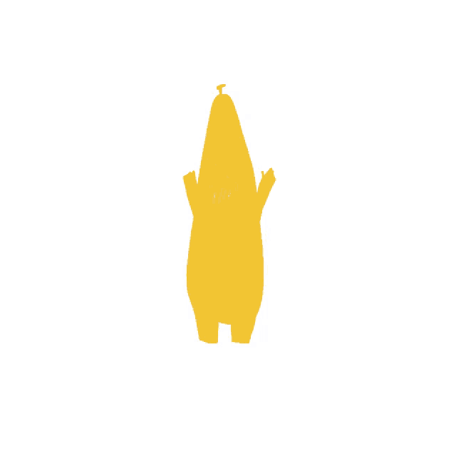 a cartoon drawing of a yellow banana with a t on its head