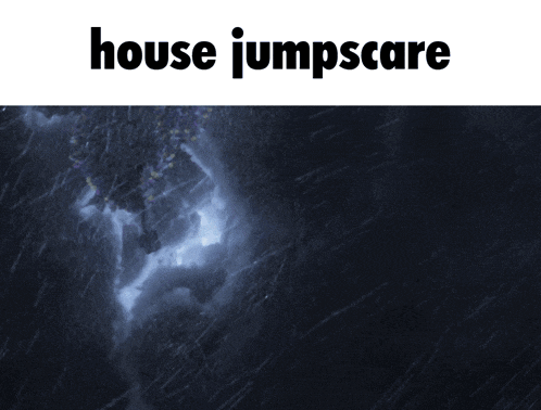 a poster for house jumpscare shows a dark blue background