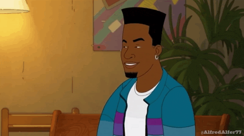 a cartoon of a man with the hashtag #alfredalter77 on the bottom