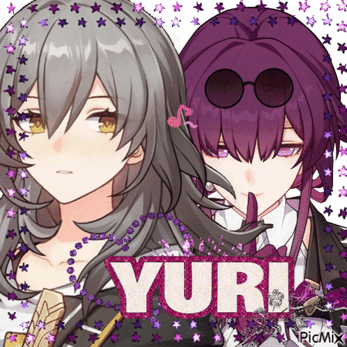 a picture of two anime girls with the name yuri written on it