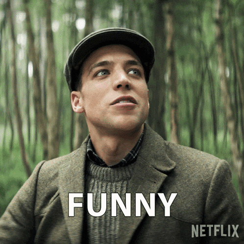 a man wearing a hat and sweater says funny on a netflix advertisement