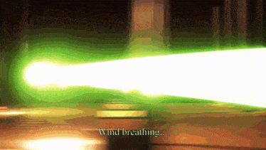 a green light that says wind breathing on the bottom right